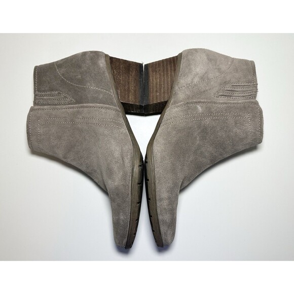 Blondo Womens Suede Taupe Booties Size‎ 9M Side Zip Waterproof Stack Block Heel - Picture 7 of 14